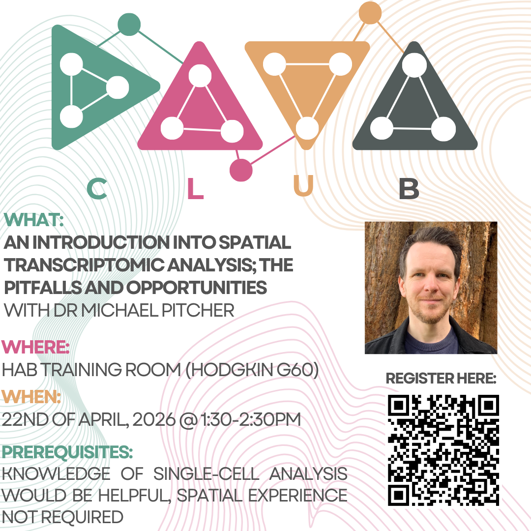 Flyer for April 2026 HAB data club on spatial transcriptomics
